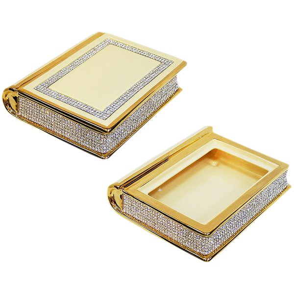 Шкатулка c кристаллами Swarovski Книга, Золотая