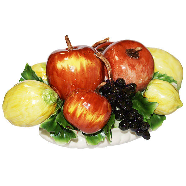 Фарфоровая статуэтка Декоративная корзина с ручками Фруктовый Мир Artigiano Capodimonte F/64