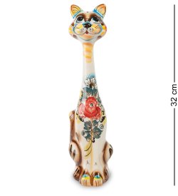 Фигурка Кот Кегля Цветная гжель