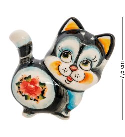 Магнит Кот Фантик Цветная гжель