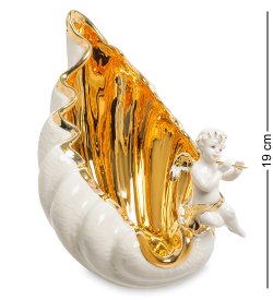 Статуэтка Ангел на краю раковины с дудкой в руках