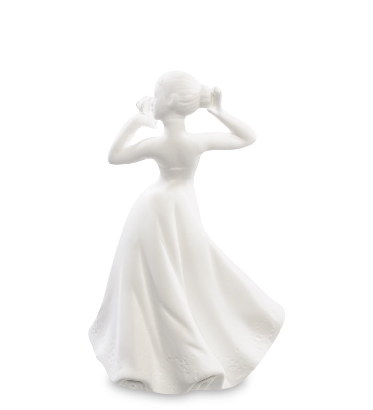 Статуэтка из бисквитного фарфора с подсветкой Леди с бабочкой Pavone JP-186/ 35, фотография со спины