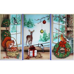 Композиция из трех картин (триптих) Зимние краски c кристаллами Swarovski