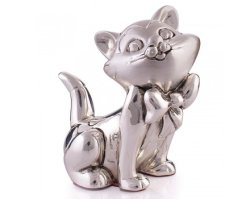 Статуэтка Серебристый котик с бантиком