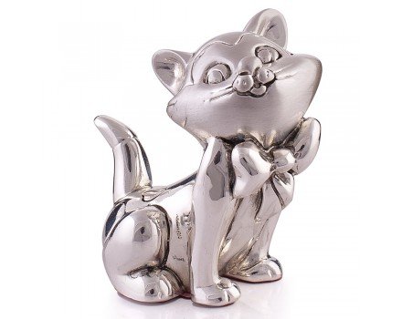 Статуэтка Серебристый котик с бантиком Nuova MaxArt Z816SAT