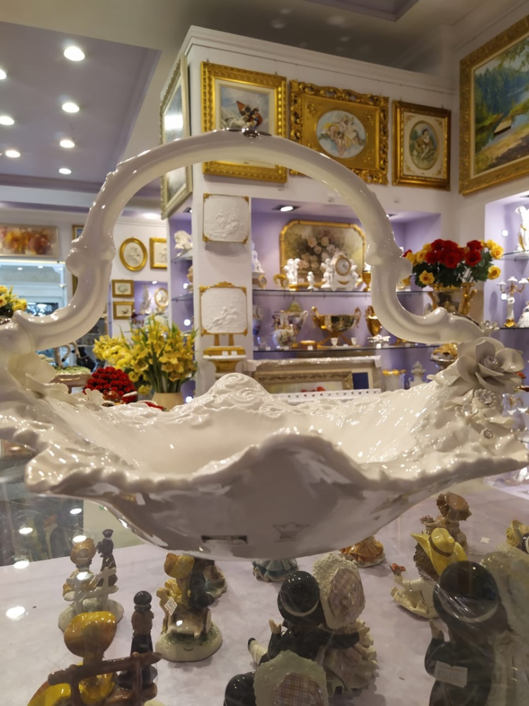 Ваза для фруктов Цветы, фото со склада, вид профиль