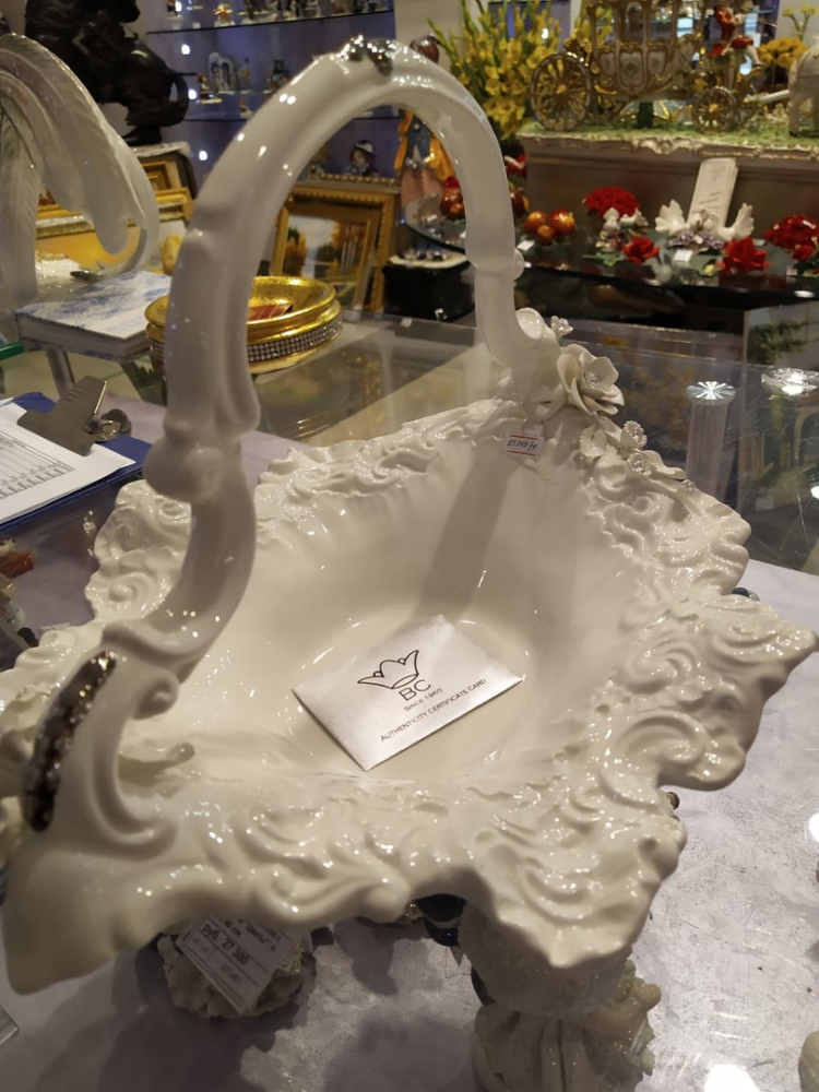 Ваза для фруктов Цветы, фото со склада, вид с другой стороны