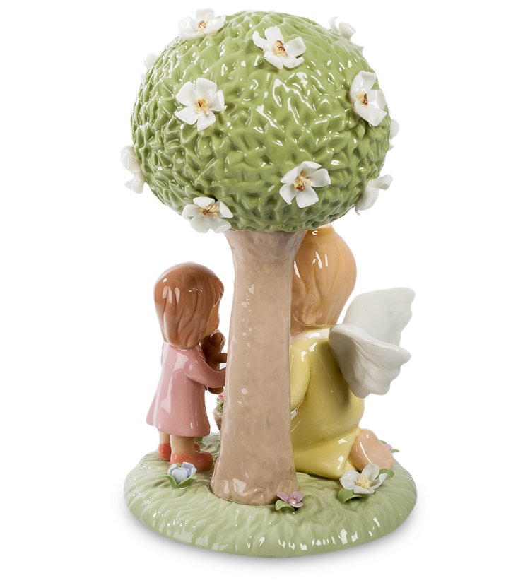 Статуэтка из фарфора Ангел и девочка у дерева Pavone CMS-11/44, фотография сбоку