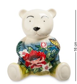 Копилка из фарфора Мишка с красным цветком