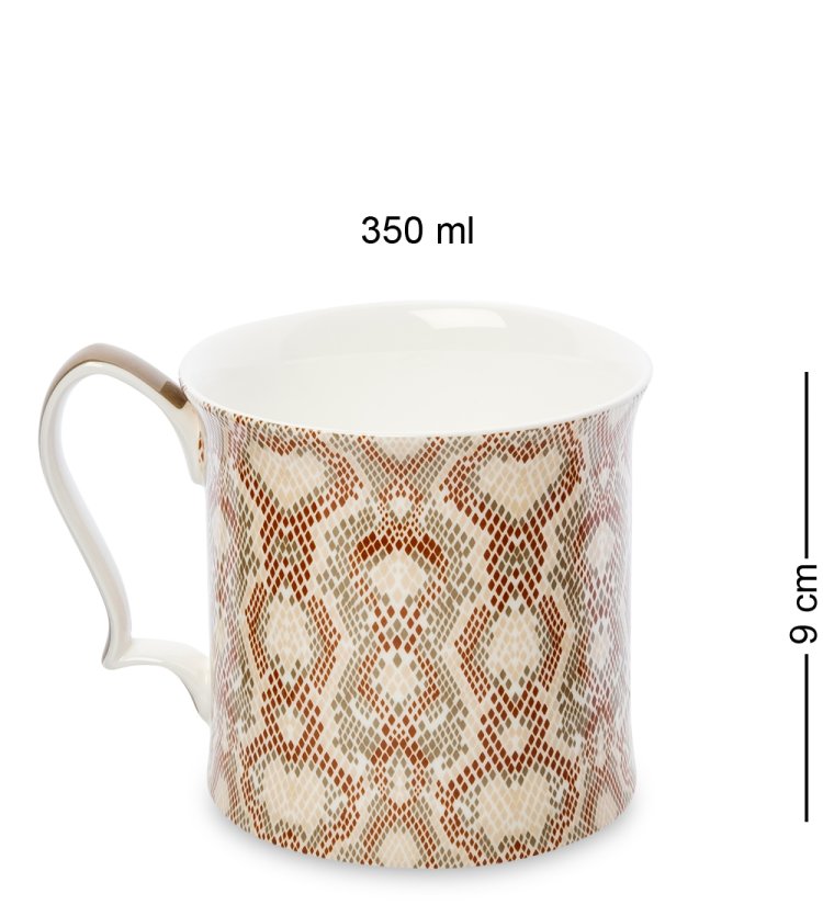 Кружка из фарфора Коричневая Рептилия Safari Ravenna Pavone JK-248, оборотная сторона