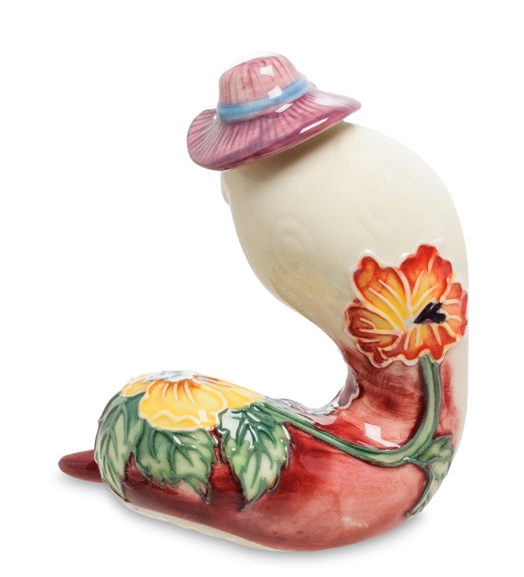 Фигурка из фарфора Красная Змея в панаме Pavone JP-51/16, фотография сбоку