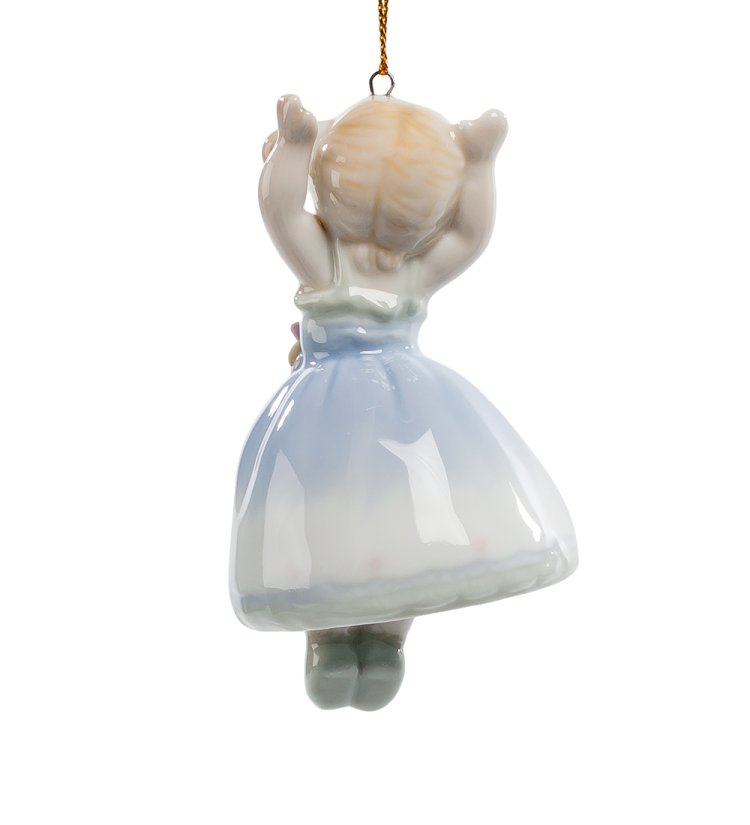 Колокольчик из керамики Балеринка в синем платье CMS-29/ 2, оборотная сторона