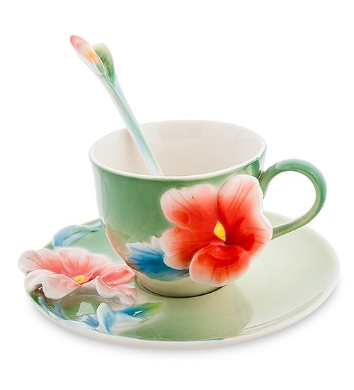 Кофейная пара из фарфора с ложечкой Мальва Pavone FM-60/ 3