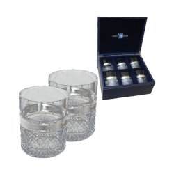 Набор для виски на 6 персон серебряного цвета с рисунком ромб