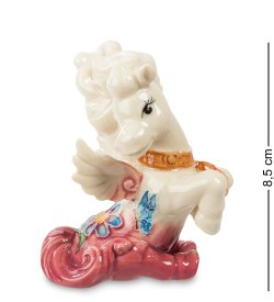 Статуэтка из фарфора Лошадка-ангелочек с синим цветочком