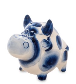 Статуэтка Бык Буян символ 2021 года - голубая гжель