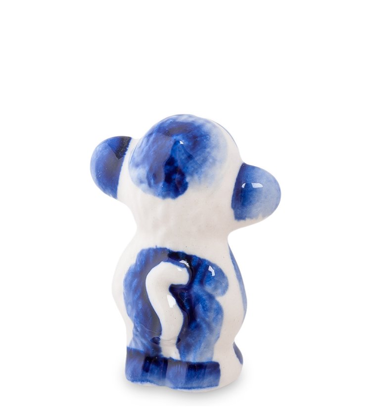 Фигурка Обезьянка Вова Голубая гжель ГЛ-325, фотография со спины