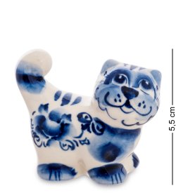 Фигурка Котик Хвостик Голубая гжель