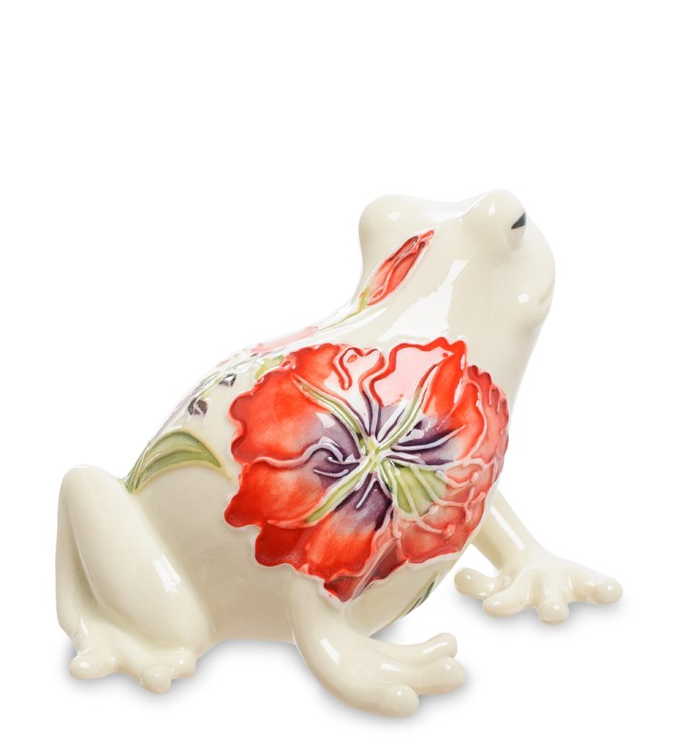Статуэтка из фарфора Белая Лягушка с цветком Pavone JP-155/ 4, фотография со спины