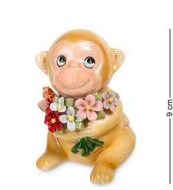 Статуэтка из фарфора Обезьяна с букетом цветов