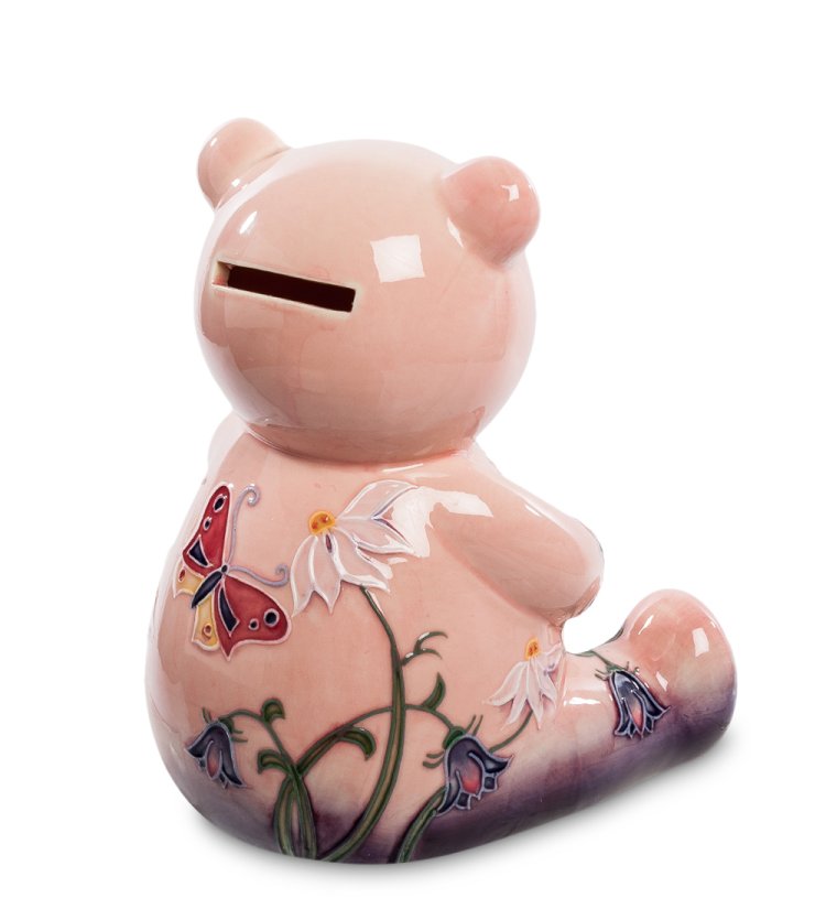 Копилка из фарфора Мишка с сиренью Pavone JP-158/11, вид сзади