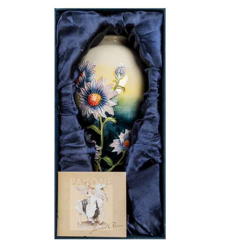 Настольная ваза для цветов из фарфора Хризантема Pavone JP-98/ 1, фотография в упаковке