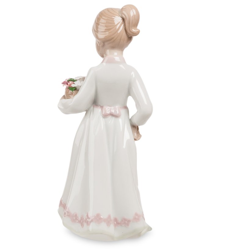 Фарфоровая статуэтка Девочка с цветами в корзине Pavone JP-29/27, фотография со спины