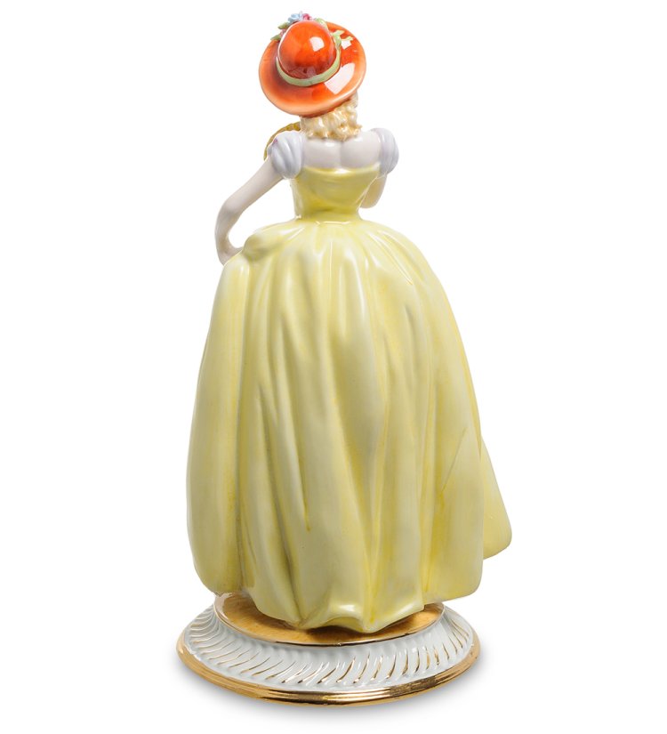 Статуэтка из фарфора Миледи с веером Valerio Sole VS-324, фотография со спины