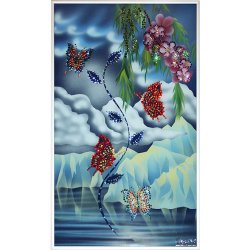 Картина Полет любви c кристаллами Swarovski