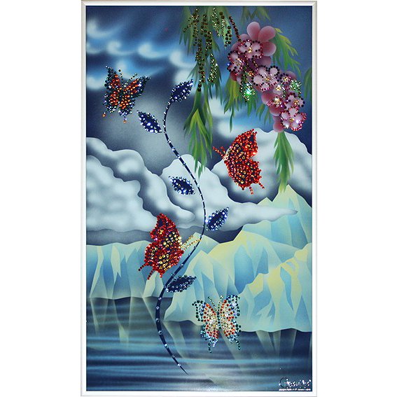 Картина Полет любви c кристаллами Swarovski