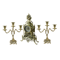 Бронзовые Каминные часы с канделябрами Летний Сад
