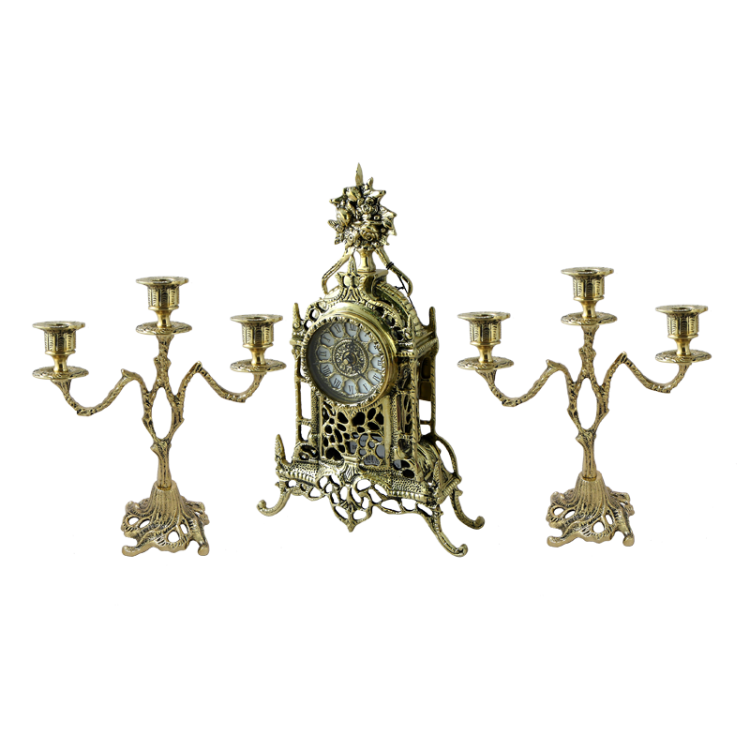 Бронзовые Каминные часы с канделябрами Летний Сад Bello De Bronze BP-15038