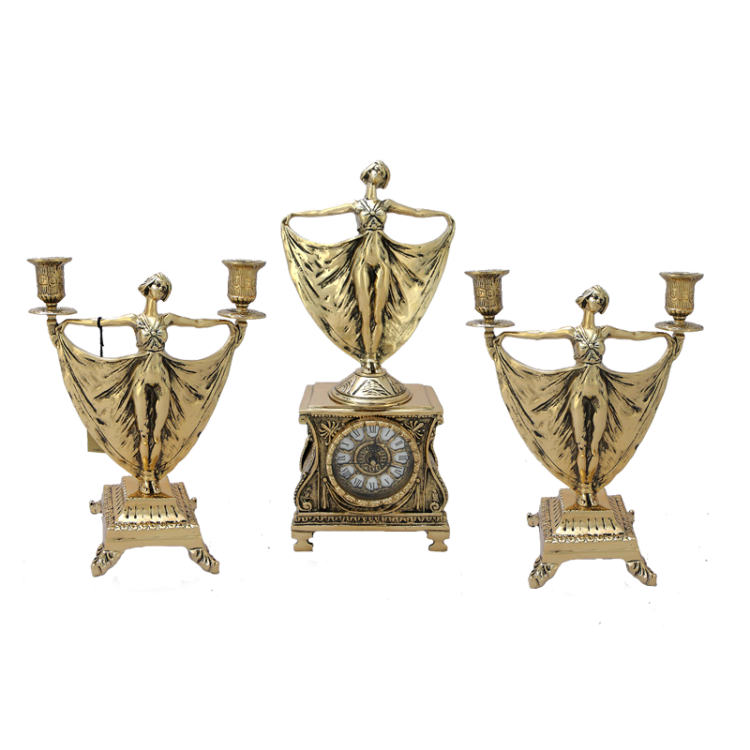 Бронзовые Каминные часы с канделябрами Балерина Bello De Bronze BP-56074-D