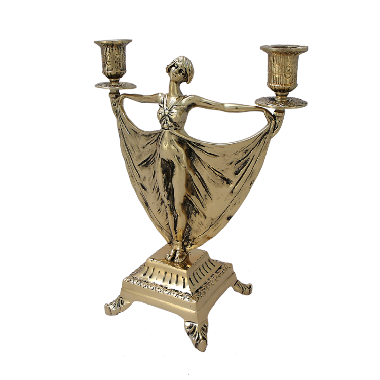 Бронзовые Каминные часы с канделябрами Балерина Bello De Bronze BP-56074-D, вид со сторона