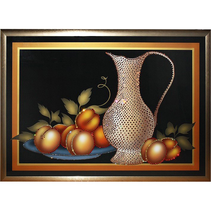 Картина Натюрморт с персиками c кристаллами Swarovski