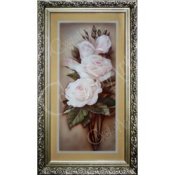 Картина Белая Роза c кристаллами Swarovski в багете