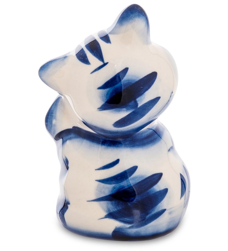 Фигурка Кот обжора Голубая гжель ГЛ-610, фотография со спины