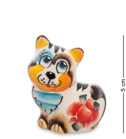 Фигурка Кот без хвоста Цветная гжель