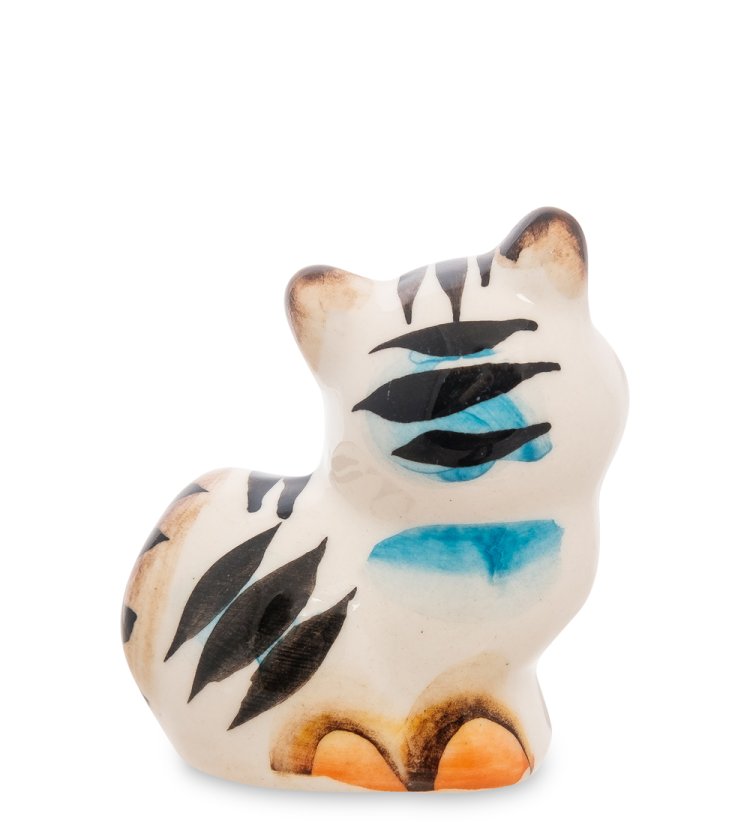 Фигурка Кот без хвоста Цветная гжель ГЛ-147, фотография со спины