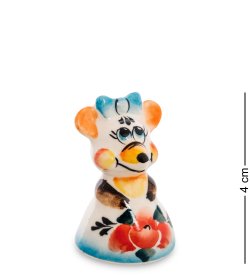 Фигурка Мышка с бантом Цветная гжель