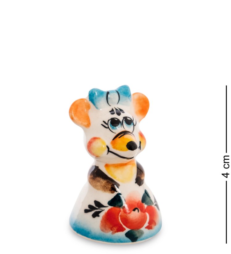 Фигурка Мышка с бантом Цветная гжель ГЛ-534