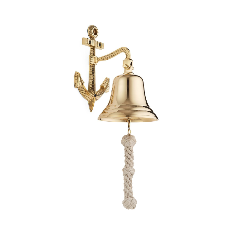 Рында из латуни на кронштейне Якорь - Диаметр 15 см, вид снизу