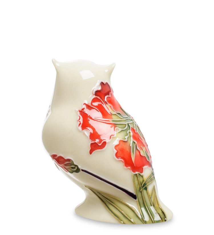 Статуэтка из фарфора Белая Совушка в цветах Pavone JP-155/ 5, фотография со спины