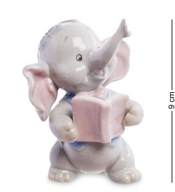 Статуэтка из фарфора Серый слоненок с книгой