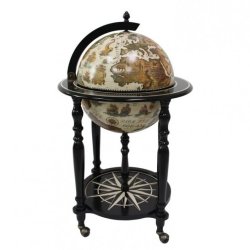 Глобус-бар напольный со старинной картой, светлый