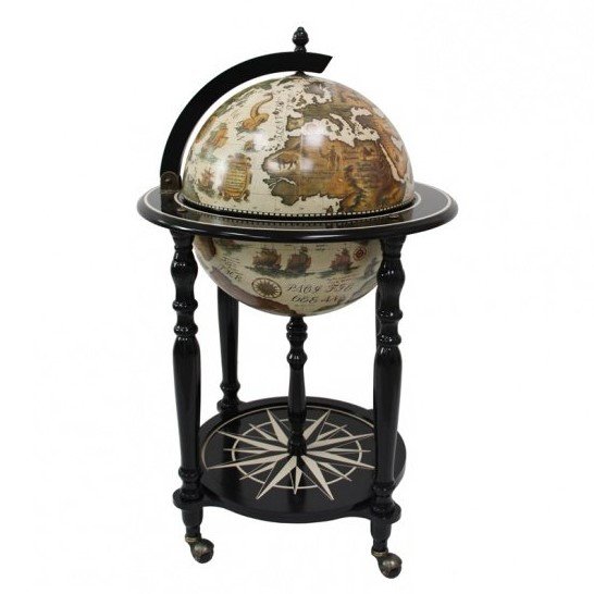 Глобус-бар напольный со старинной картой, светлый Jufeng JG42003W