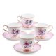 Чайный набор на 4 персоны из фарфора Цветок Неаполя, розовый Pavone JK-122