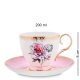 Чайный набор на 4 персоны из фарфора Цветок Неаполя, розовый Pavone JK-122, фотография чайной пары