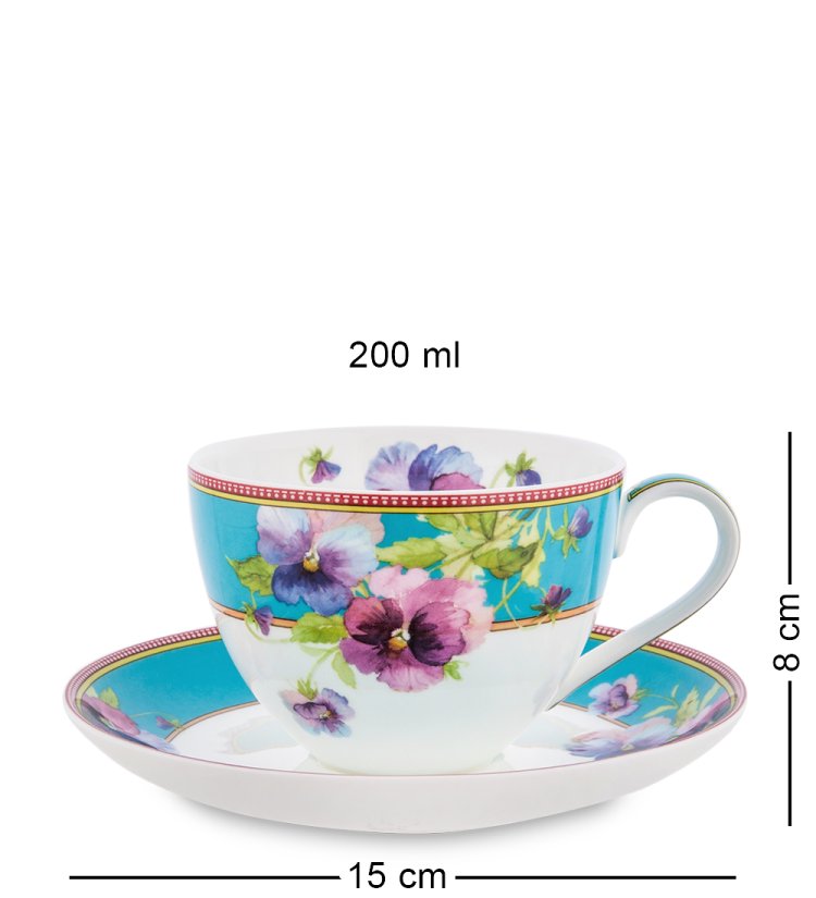 Чайный набор на 4 персоны из фарфора Виола Pavone JK-114, фотография чайной пары