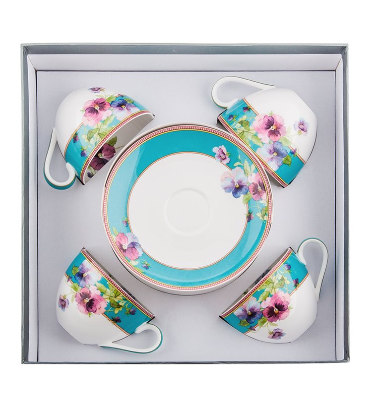 Чайный набор на 4 персоны из фарфора Виола Pavone JK-114, фотография в упаковке